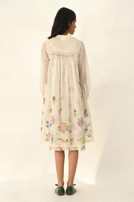 Shop Payal Pratap Ivory Cotton Embroidery Silk Tunic Dress at Aza Fashions Shop_Payal Pratap_Ivory Cotton Embroidery Silk Tunic Dress _at_Aza_Fashions