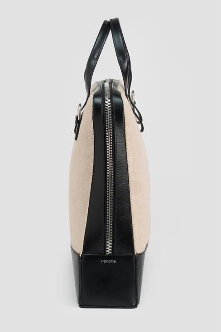 Perona_Cream Designer Laptop Bag _Online_at_Aza_Fashions