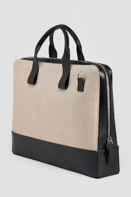 Shop_Perona_Cream Designer Laptop Bag _Online_at_Aza_Fashions