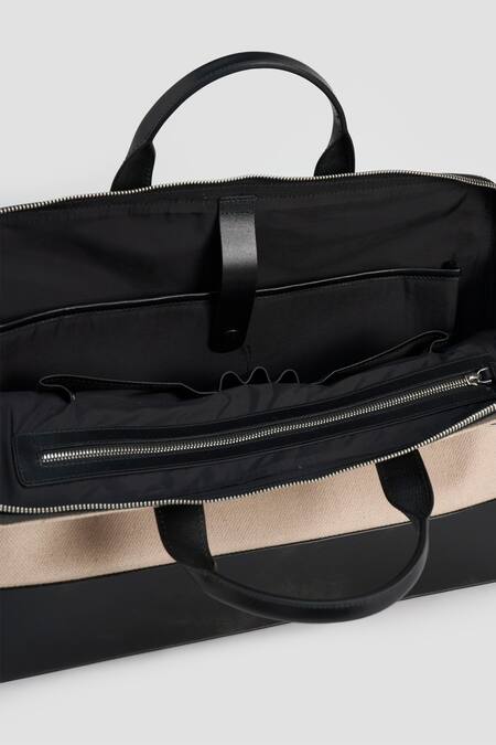 Perona_Cream Designer Laptop Bag _at_Aza_Fashions