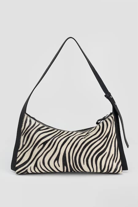 Perona_Black Zebra Print Designer Handbag _Online_at_Aza_Fashions