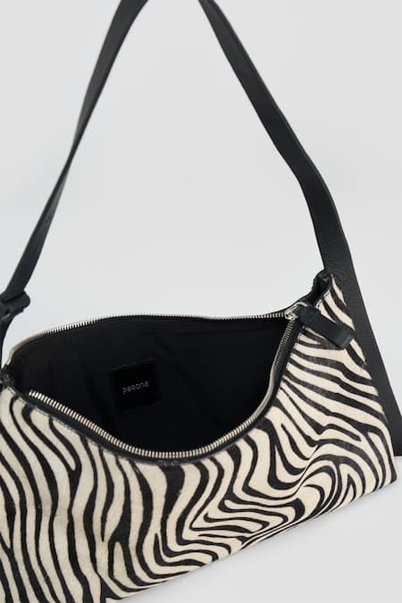 Shop_Perona_Black Zebra Print Designer Handbag _Online_at_Aza_Fashions