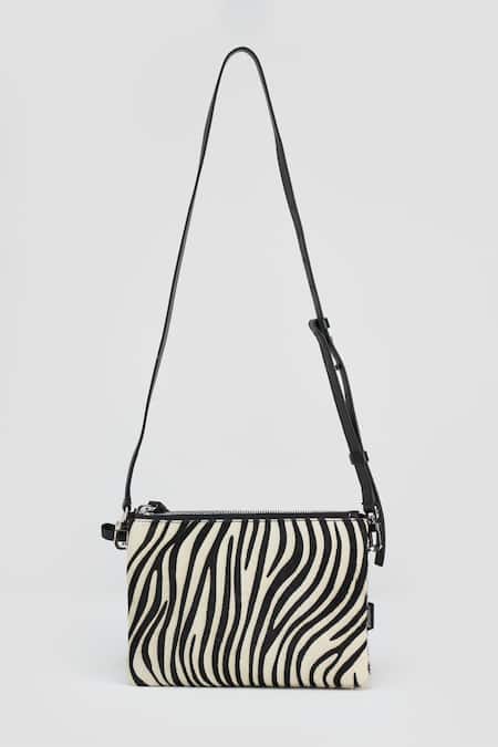 Shop_Perona_Black Zebra Print Handbag _Online_at_Aza_Fashions