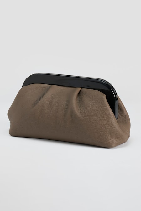 Perona Designer Dark Beige Clutch Bag 