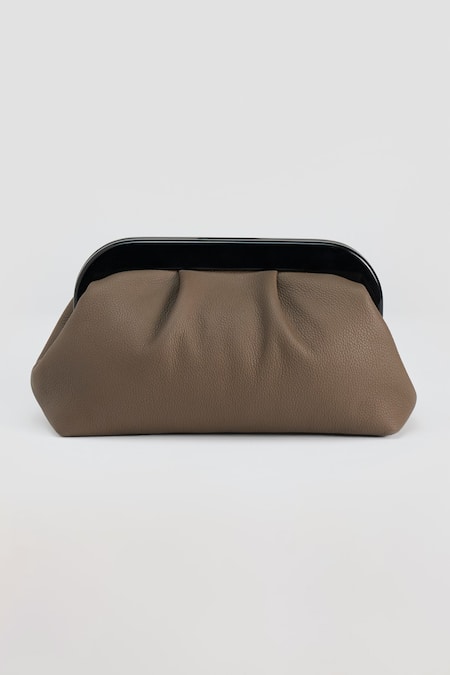 Perona Designer Dark Beige Clutch Bag 