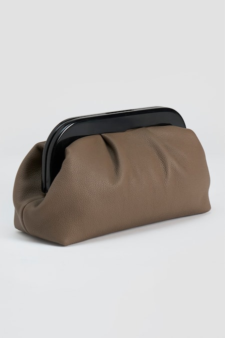 Buy_Perona_Beige Designer Dark Clutch Bag _Online_at_Aza_Fashions