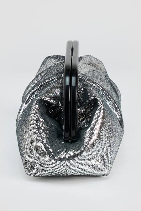 Buy_Perona_Silver Lamb Foil Designer Clutch Bag _Online_at_Aza_Fashions