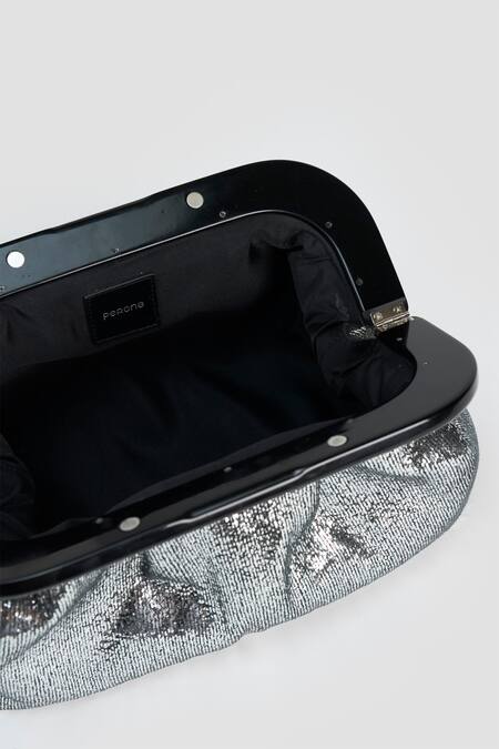 Shop_Perona_Silver Lamb Foil Designer Clutch Bag _Online_at_Aza_Fashions
