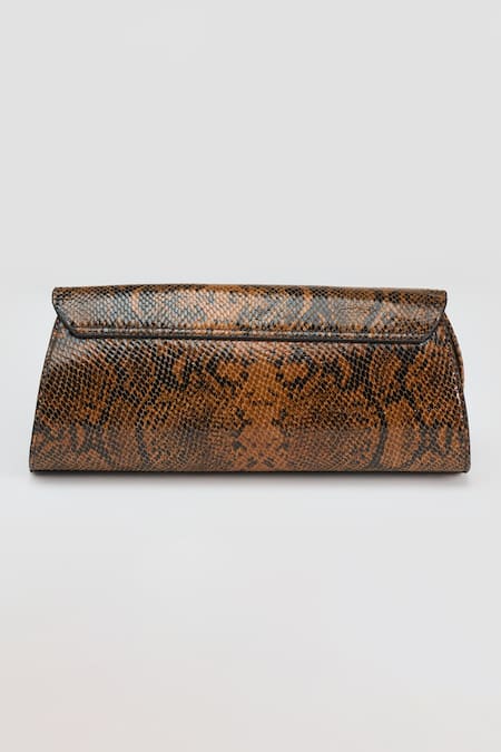 Perona_Brown Darcy Mini Python Print Clutch _at_Aza_Fashions