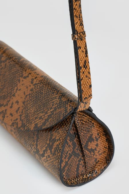 Shop_Perona_Brown Darcy Mini Python Print Clutch 