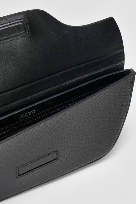 Shop_Perona_Black Designer Handbag With Magnetic Closure _Online_at_Aza_Fashions