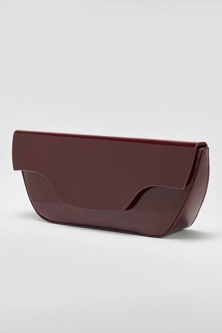 Perona_Burgundy Bovine Leather Designer Bag _Online_at_Aza_Fashions