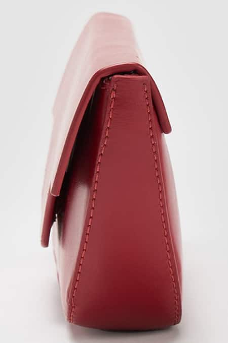 Buy_Perona_Red Daisy Bovine Leather Handbag _Online_at_Aza_Fashions