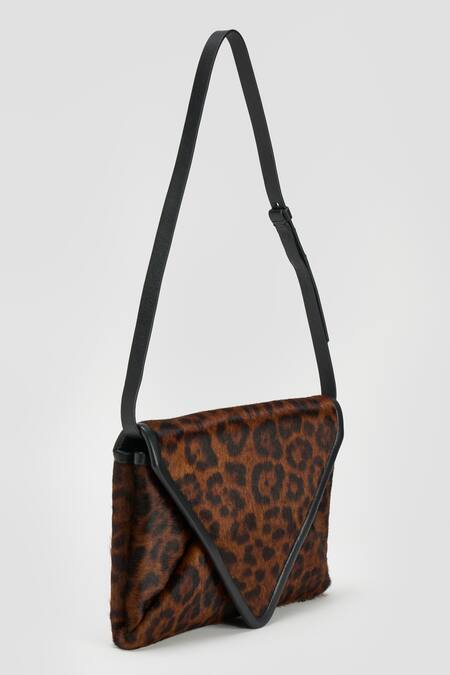 Perona_Brown Leopard Print Designer Bag _Online_at_Aza_Fashions