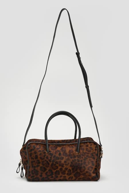 Perona Brown Leopard Print Designer Handbag 