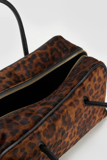Perona_Brown Leopard Print Designer Handbag _Online_at_Aza_Fashions
