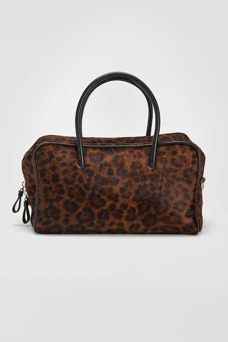 Perona Brown Leopard Print Designer Handbag 