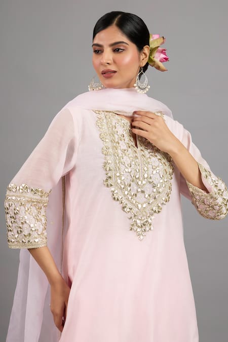 Buy saina kapoor Pink Chanderi, Organza Sequins, Embroidery Round Neck Baby Kurta Set Online at Aza Fashions Buy_saina kapoor_Pink Chanderi, Organza Sequins, Embroidery Round Neck Baby Kurta Set _Online_at_Aza_Fashions