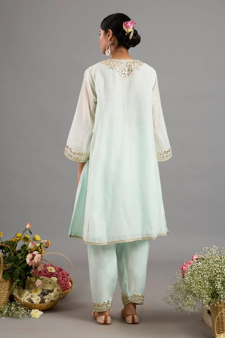 saina kapoor Designer Ice Blue Chanderi Kurta Set 