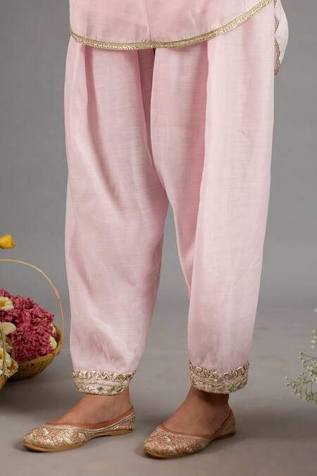 Buy saina kapoor Pink Chanderi, Organza Sequins, Embroidery Round Neck Baby Kurta Set Online at Aza Fashions Buy_saina kapoor_Pink Chanderi, Organza Sequins, Embroidery Round Neck Baby Kurta Set _Online_at_Aza_Fashions