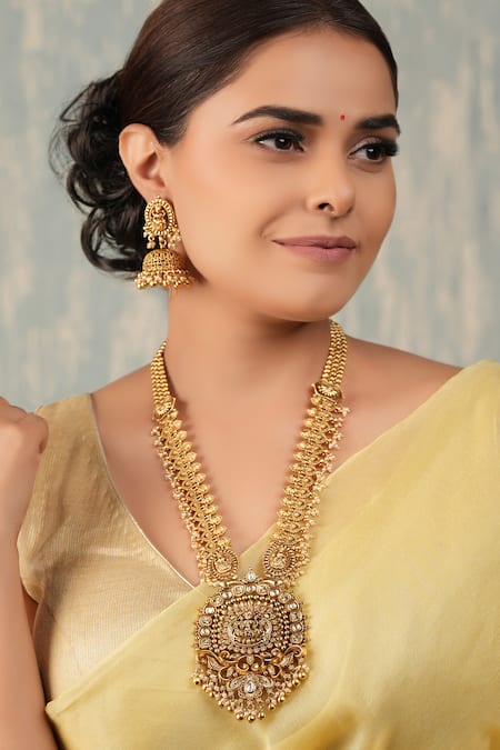 Smars Jewelry Gold Plated Stones Designer Necklace And Earring Set 