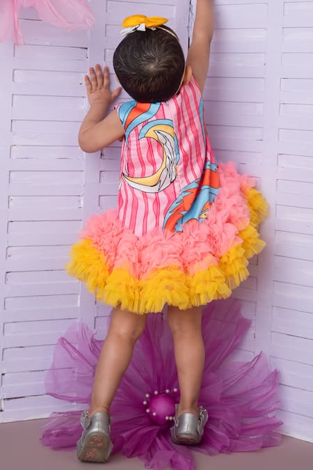 Shop Label Neeti Multi Color Satin, Cotton, Muslin Multicolor Abstract Print Tutu Dress at Aza Fashions Shop_Label Neeti_Multi Color Satin, Cotton, Muslin Multicolor Abstract Print Tutu Dress _at_Aza_Fashions