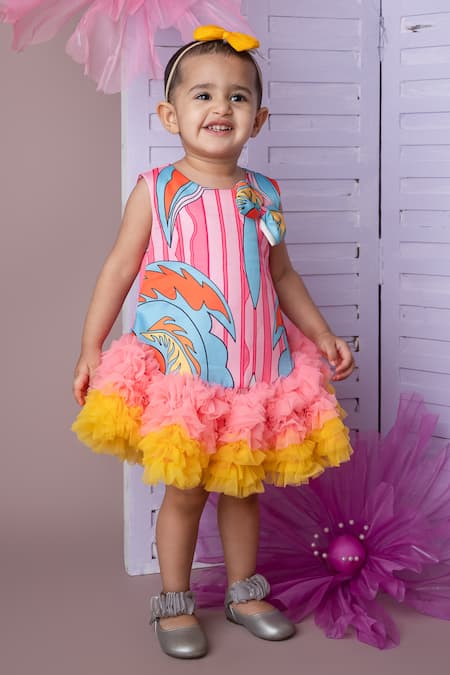 Label Neeti Multi Color Satin, Cotton, Muslin Multicolor Abstract Print Tutu Dress Online at Aza Fashions Label Neeti_Multi Color Satin, Cotton, Muslin Multicolor Abstract Print Tutu Dress _Online_at_Aza_Fashions