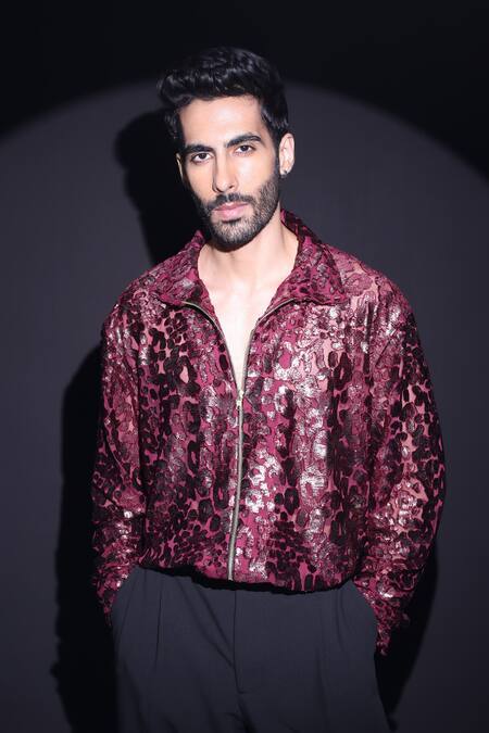 Label Muslin_Maroon Velvet Sequins Designer Shirt _Online_at_Aza_Fashions