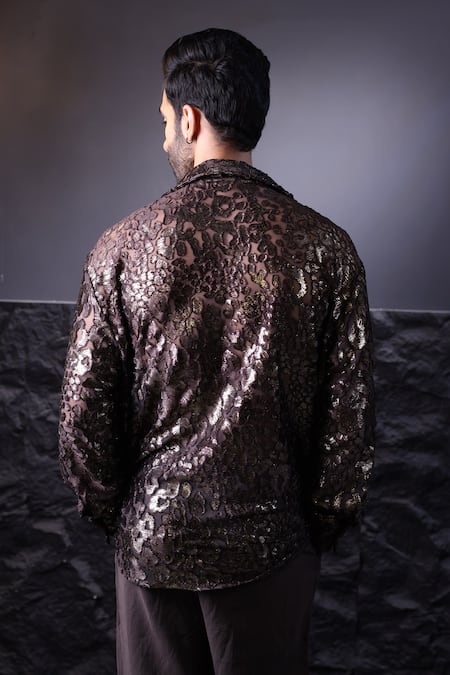 Label Muslin Brown Velvet Designer Shirt 