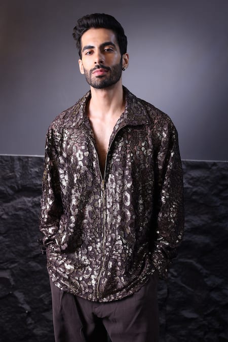 Label Muslin Brown Velvet Designer Shirt 