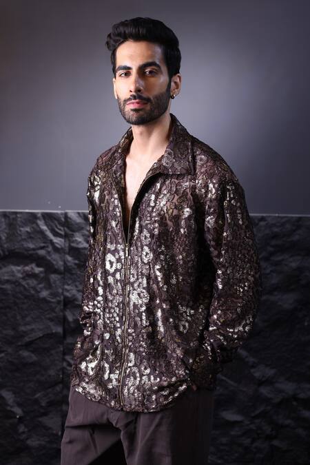 Buy_Label Muslin_Brown Velvet Designer Shirt _Online_at_Aza_Fashions