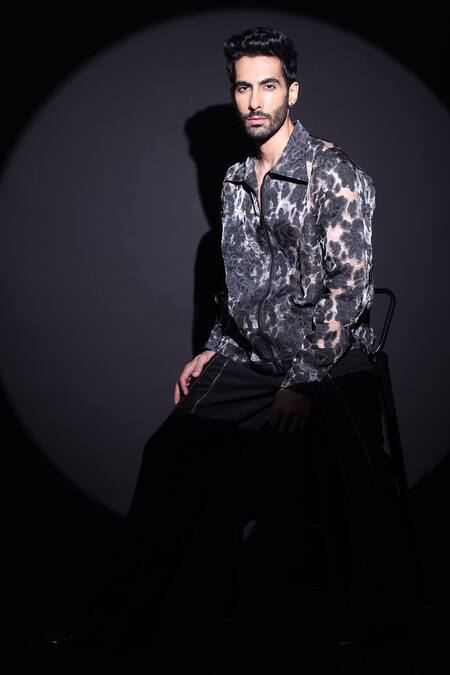 Buy_Label Muslin_Black Tissue Designer Shirt _Online_at_Aza_Fashions