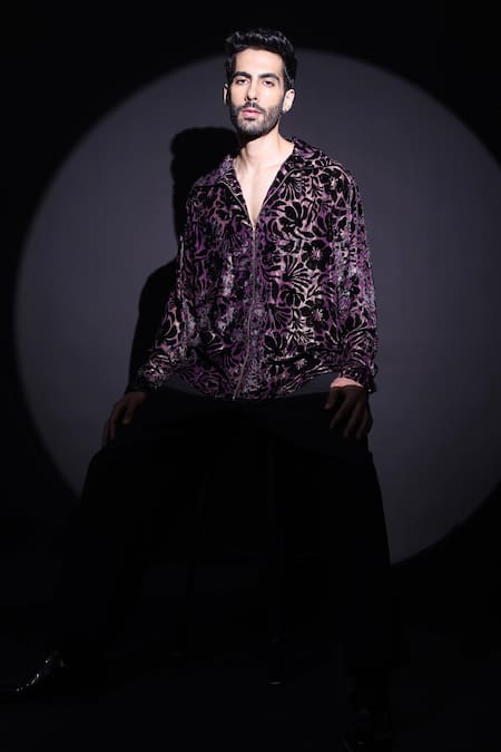 Buy_Label Muslin_Purple Embroidery Brasso Designer Shirt _Online_at_Aza_Fashions