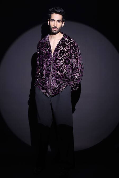 Buy_Label Muslin_Purple Embroidery Brasso Designer Shirt 