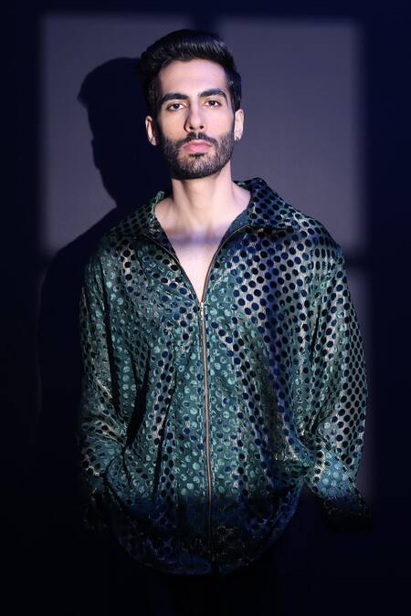 Shop_Label Muslin_Green Brasso Designer Shirt _Online_at_Aza_Fashions