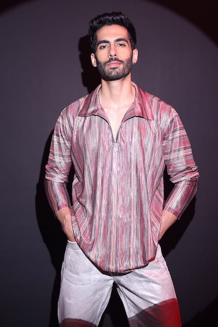 Label Muslin Maroon Satin Designer T-shirt 