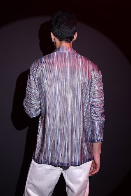 Label Muslin Designer Striped Satin T-Shirt 