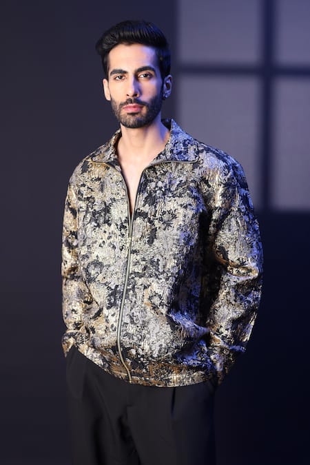 Label Muslin Gold Jacquard Embossed Designer Shirt 