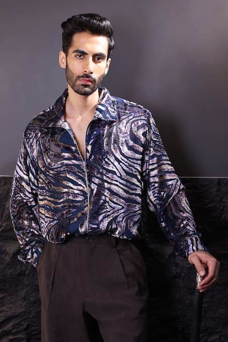 Label Muslin Blue Designer Brasso Shirt 