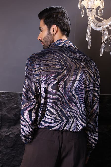 Label Muslin Designer Blue Brasso Shirt 