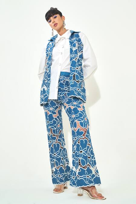 Qala Clothing Embroidered Cutwork Denim Set 