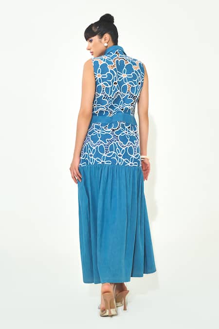 Qala Clothing Soleil Embroidered Cutwork Maxi Dress 
