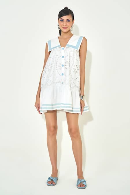 Qala Clothing Blue Cotton Light Riviera Sailor Dress