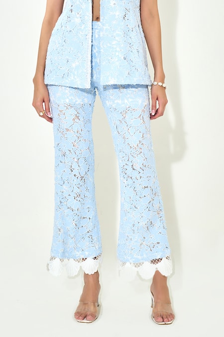 Qala Clothing Blue Denim, Round Neck Light Coord Set Online at Aza Fashions Qala Clothing_Blue Denim, Round Neck Light Coord Set _Online_at_Aza_Fashions