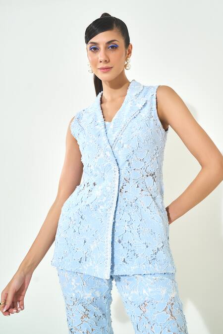 Buy Qala Clothing Blue Denim, Round Neck Light Coord Set Online at Aza Fashions Buy_Qala Clothing_Blue Denim, Round Neck Light Coord Set _Online_at_Aza_Fashions