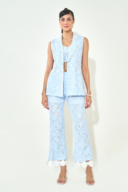Qala Clothing Blue Denim, Round Neck Light Coord Set