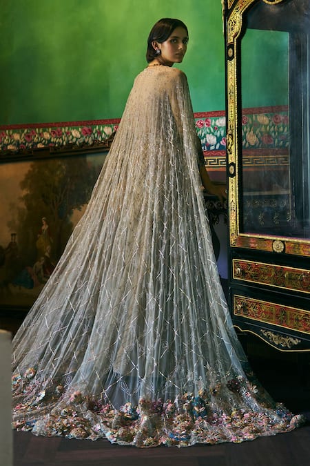 Supria Munjal Sand Gold Tissue Chanderi Gown 