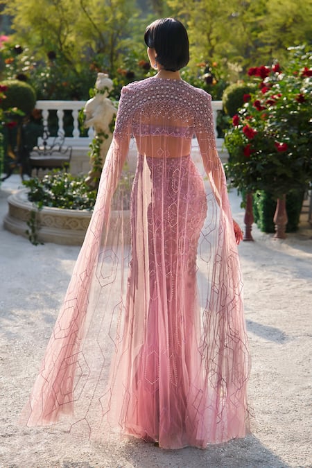 Supria Munjal Purple Embellished Designer Gown & Cape 