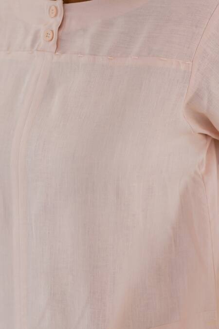 Buy Silai Studio Pink Linen, Viscose Round Neck Oyster Kurta Buy_Silai Studio_Pink Linen, Viscose Round Neck Oyster Kurta
