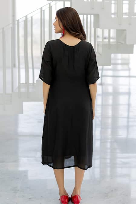 Silai Studio Shadow Tulips Black Dress 